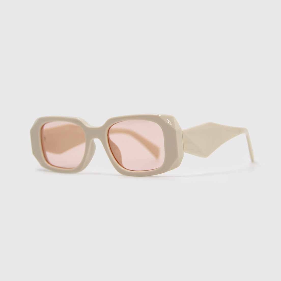 Lentes Rectangulares Nude con Cristal Rosado