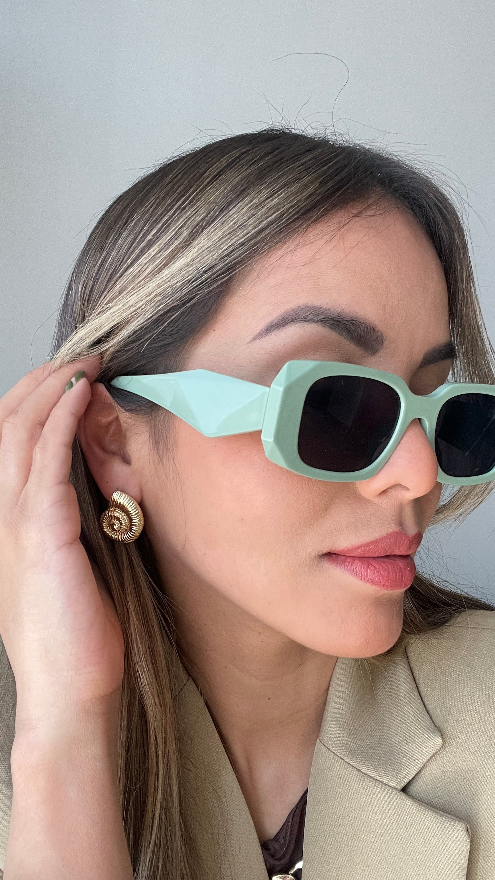 Lentes Rectangulares Verde Pastel