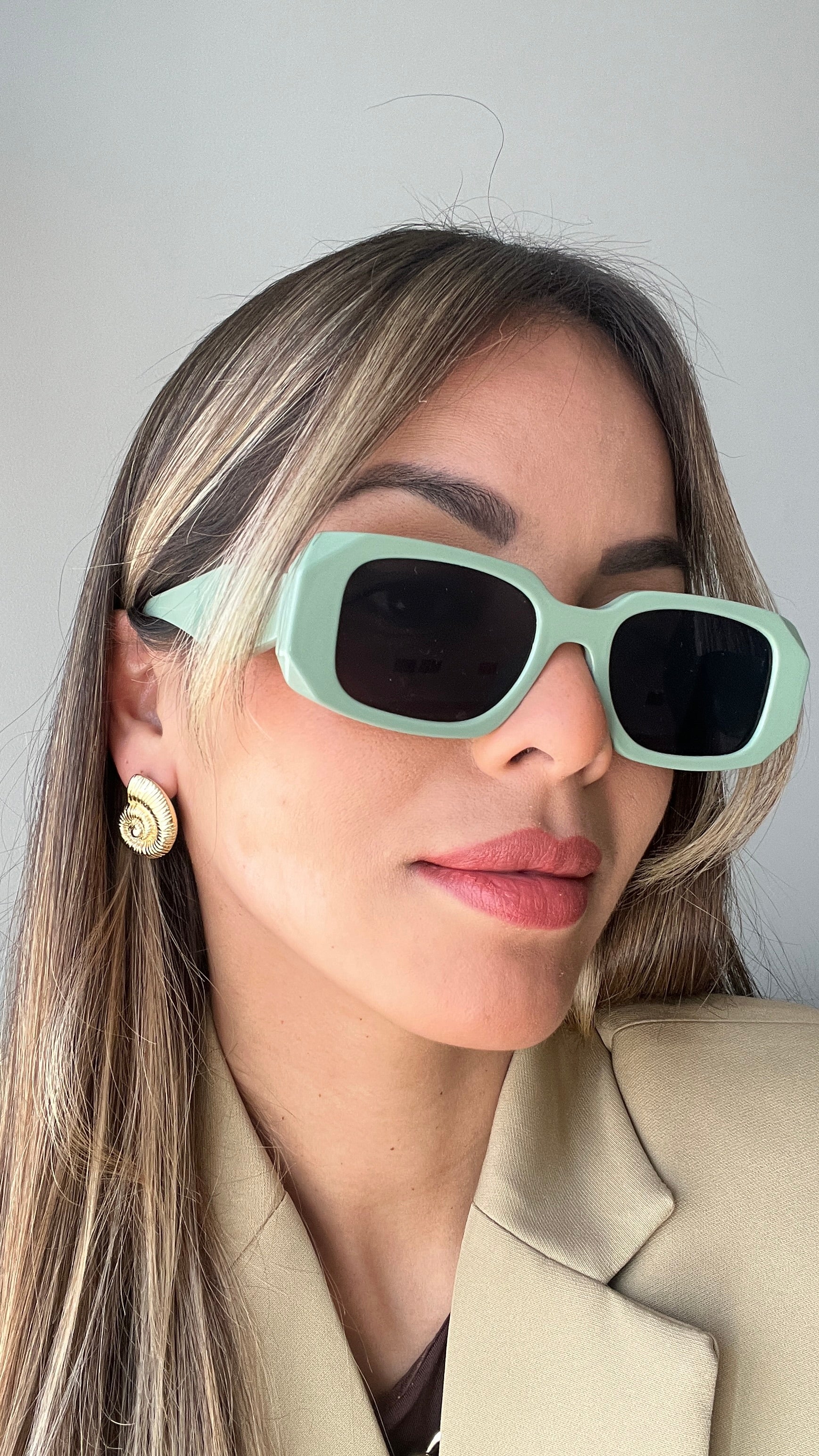 Lentes Rectangulares Verde Pastel