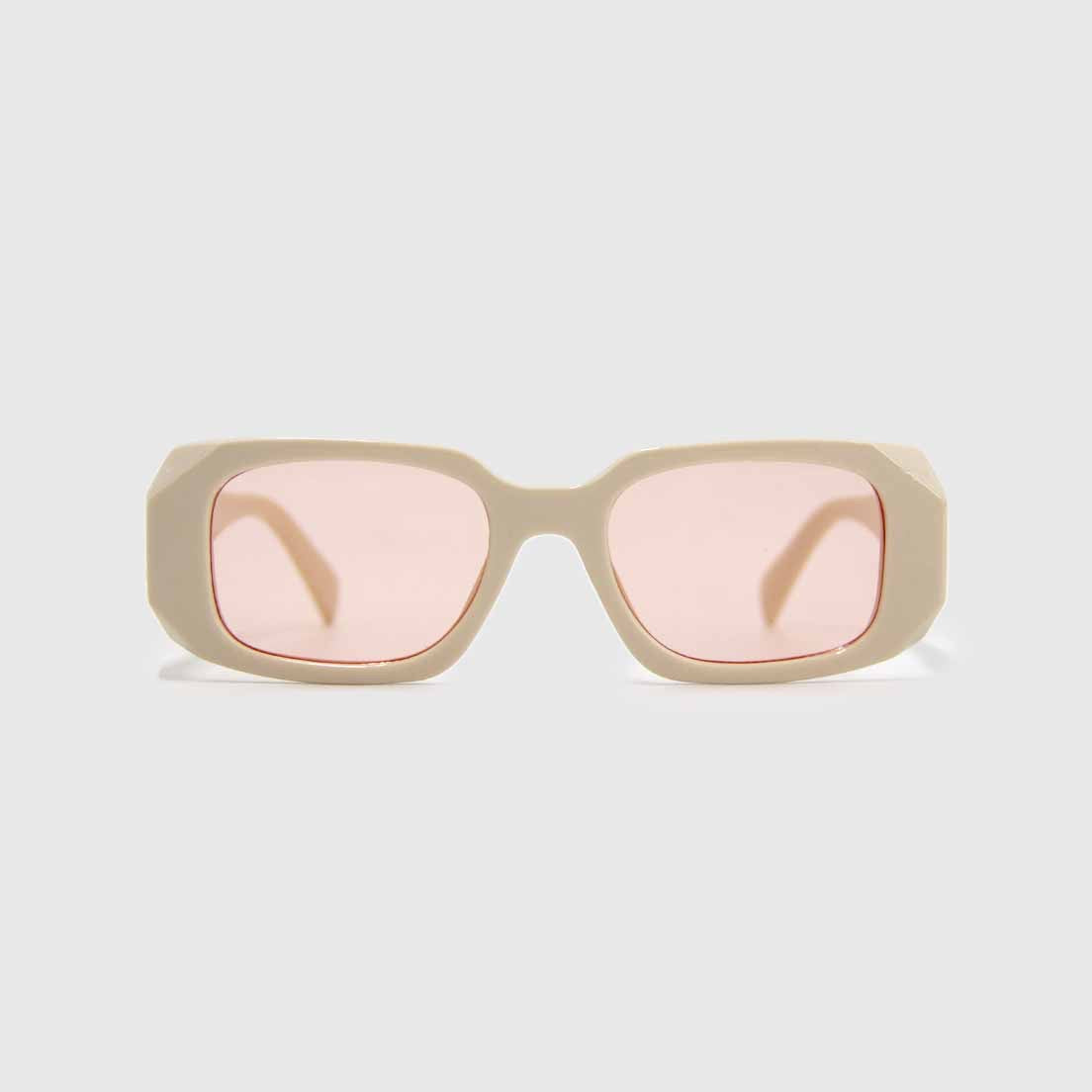 Lentes Rectangulares Nude con Cristal Rosado