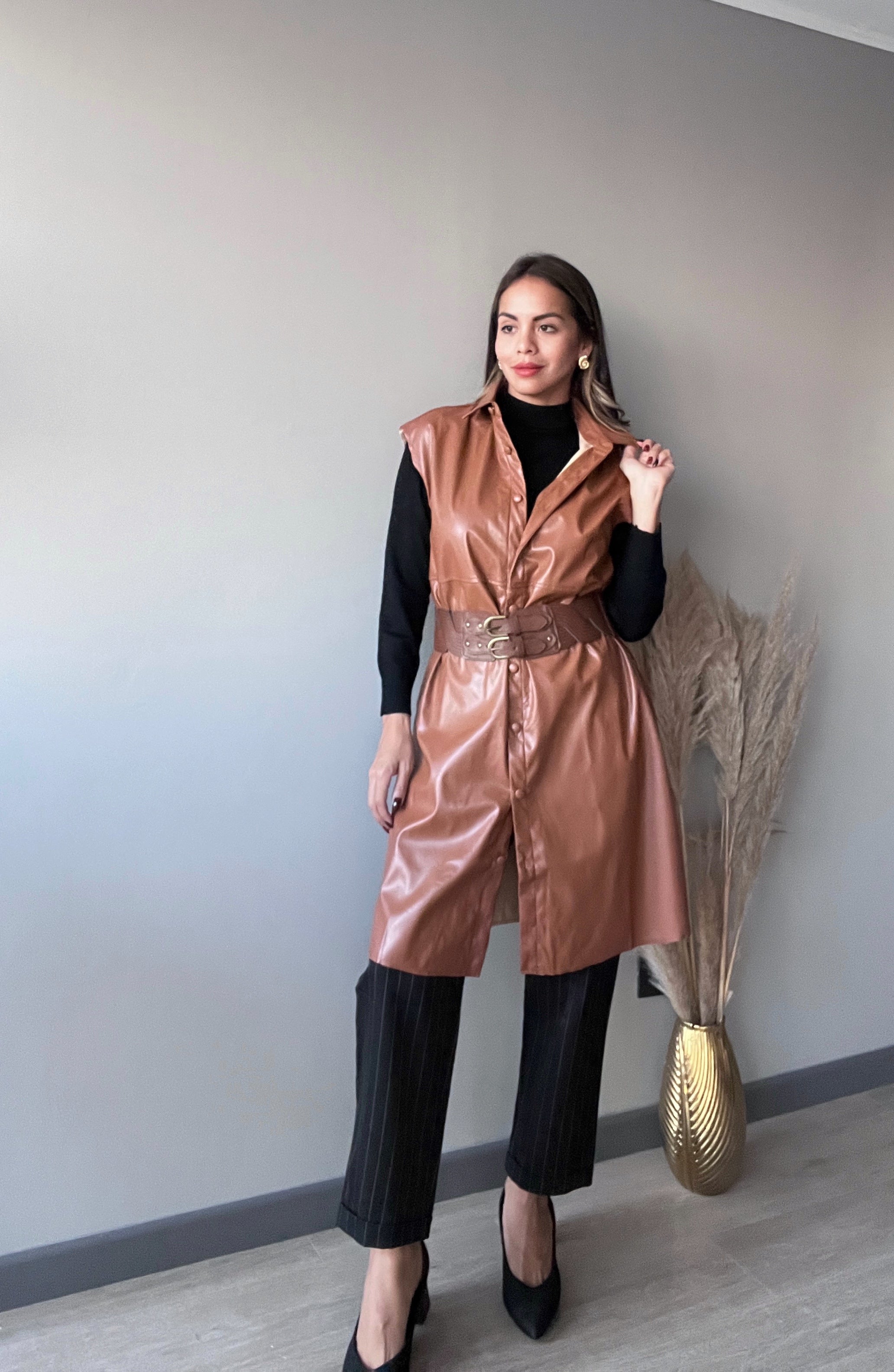 Chaleco vestido Eco cuero Lion