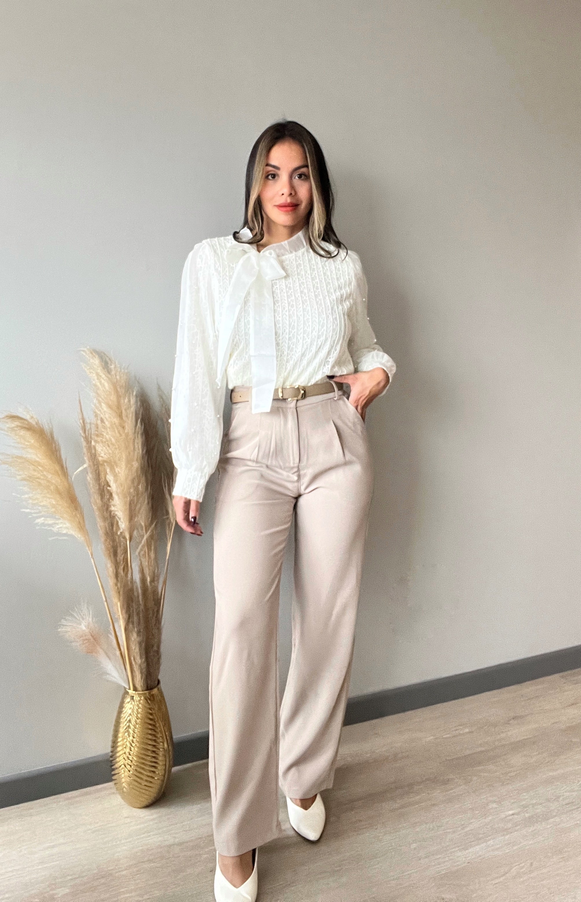 Pantalon sastrero Ogo beige